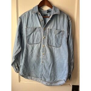 Vintage Denim Painter Shirt M Paint Splatter Artist Workwear, Distressed